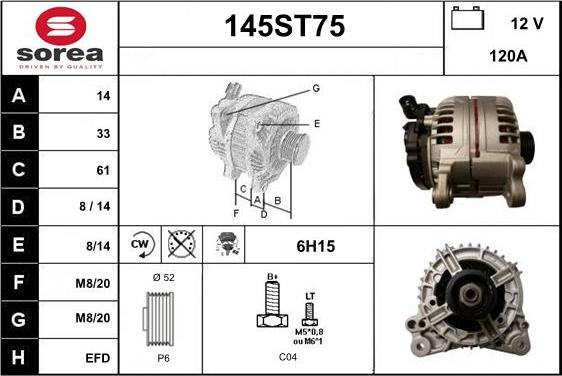 STARTCAR 145ST75 - Ģenerators www.autospares.lv