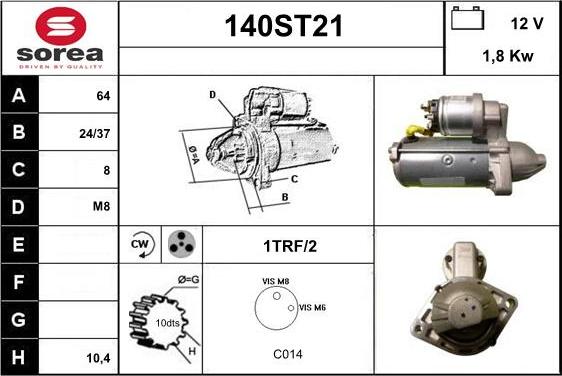 STARTCAR 140ST21 - Стартер www.autospares.lv