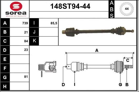 STARTCAR 148ST94-44 - Piedziņas vārpsta autospares.lv