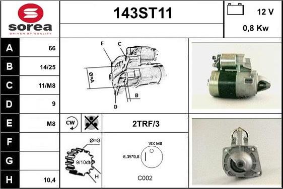 STARTCAR 143ST11 - Starteris autospares.lv