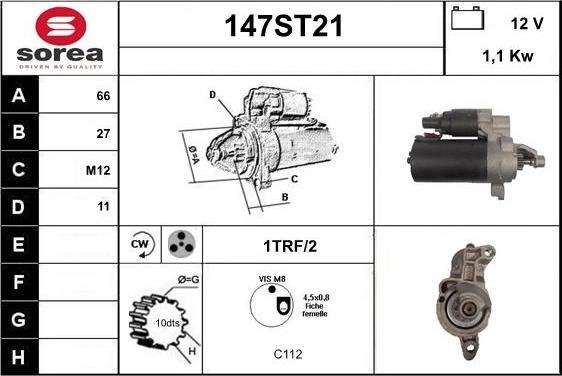 STARTCAR 147ST21 - Starter www.autospares.lv