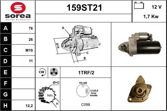 STARTCAR 159ST21 - Starteris www.autospares.lv