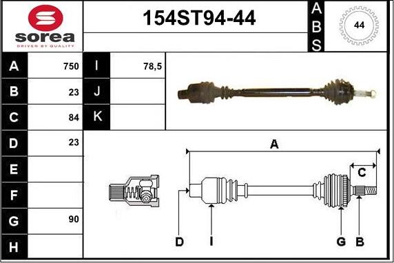 STARTCAR 154ST94-44 - Piedziņas vārpsta autospares.lv