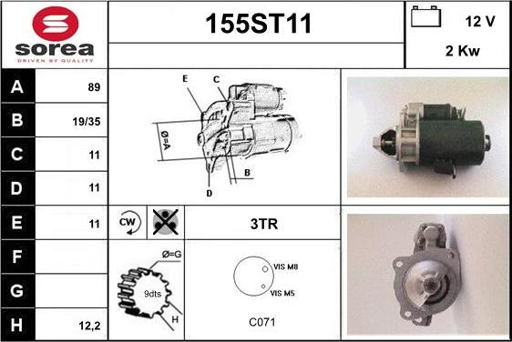 STARTCAR 155ST11 - Starteris www.autospares.lv