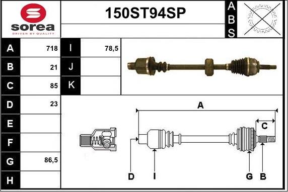 STARTCAR 150ST94SP - Piedziņas vārpsta autospares.lv