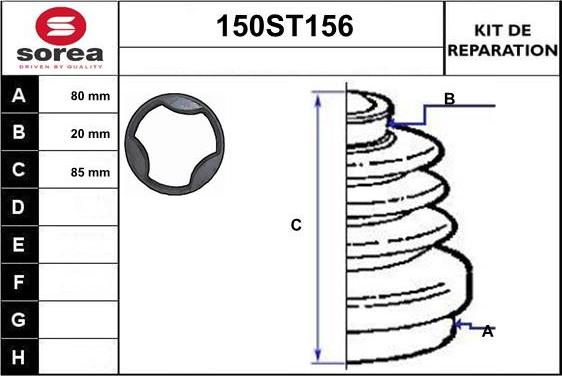 STARTCAR 150ST156 - Putekļusargs, Piedziņas vārpsta autospares.lv