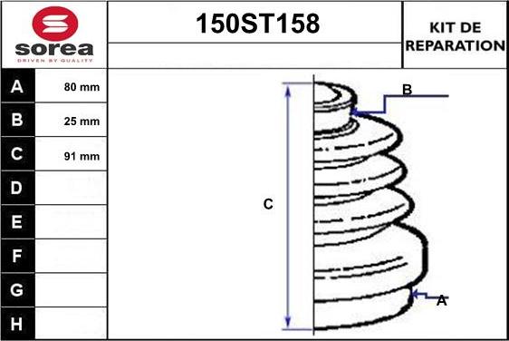 STARTCAR 150ST158 - Putekļusargs, Piedziņas vārpsta www.autospares.lv