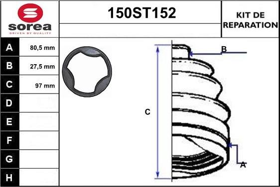 STARTCAR 150ST152 - Пыльник, приводной вал www.autospares.lv