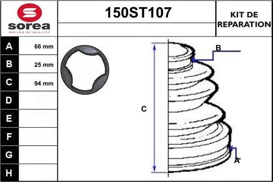 STARTCAR 150ST107 - Putekļusargs, Piedziņas vārpsta www.autospares.lv