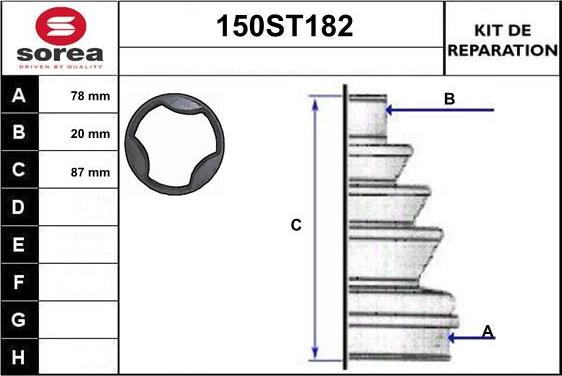 STARTCAR 150ST182 - Putekļusargs, Piedziņas vārpsta www.autospares.lv