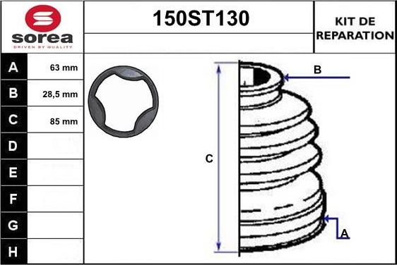 STARTCAR 150ST130 - Пыльник, приводной вал www.autospares.lv