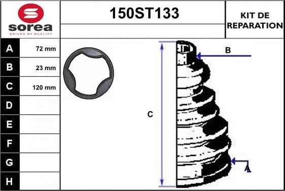 STARTCAR 150ST133 - Putekļusargs, Piedziņas vārpsta www.autospares.lv