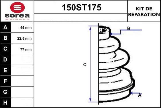 STARTCAR 150ST175 - Putekļusargs, Piedziņas vārpsta autospares.lv