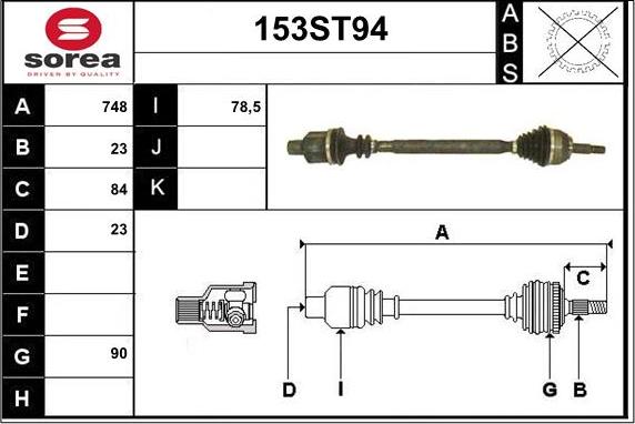 STARTCAR 153ST94 - Piedziņas vārpsta autospares.lv