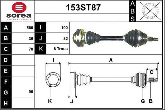 STARTCAR 153ST87 - Piedziņas vārpsta www.autospares.lv