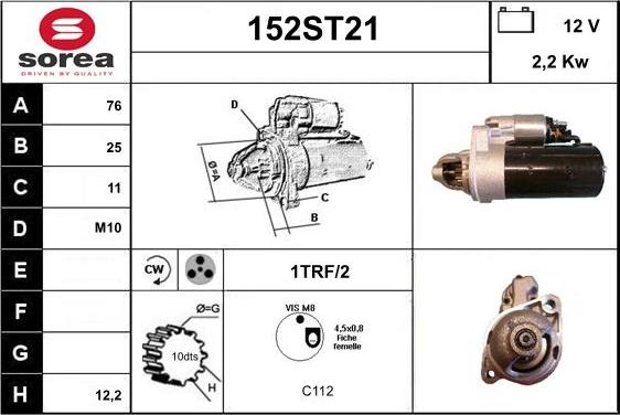 STARTCAR 152ST21 - Starteris autospares.lv