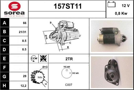 STARTCAR 157ST11 - Starteris autospares.lv