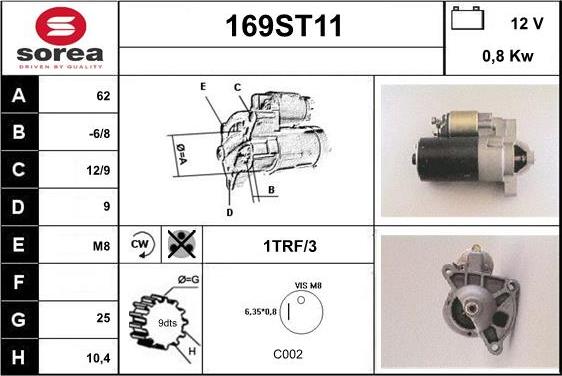 STARTCAR 169ST11 - Стартер www.autospares.lv