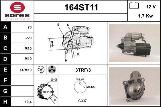 STARTCAR 164ST11 - Starteris autospares.lv