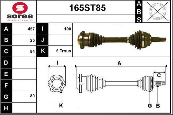 STARTCAR 165ST85 - Piedziņas vārpsta www.autospares.lv