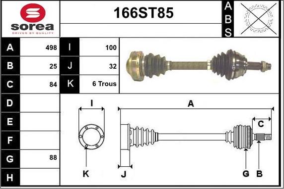 STARTCAR 166ST85 - Piedziņas vārpsta www.autospares.lv