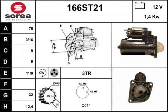 STARTCAR 166ST21 - Starter www.autospares.lv