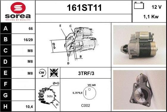 STARTCAR 161ST11 - Starteris autospares.lv