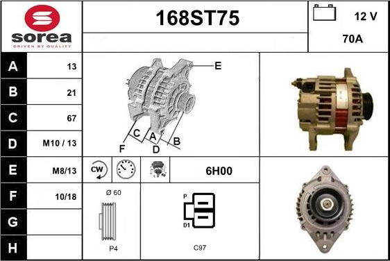 STARTCAR 168ST75 - Генератор www.autospares.lv