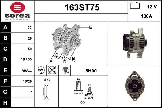 STARTCAR 163ST75 - Ģenerators www.autospares.lv