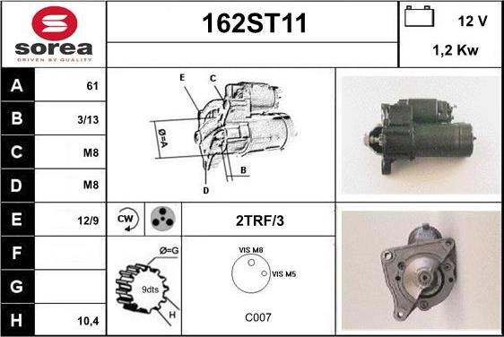 STARTCAR 162ST11 - Starteris www.autospares.lv