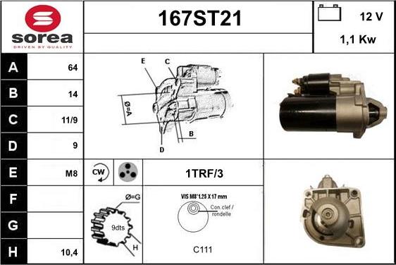 STARTCAR 167ST21 - Starteris www.autospares.lv