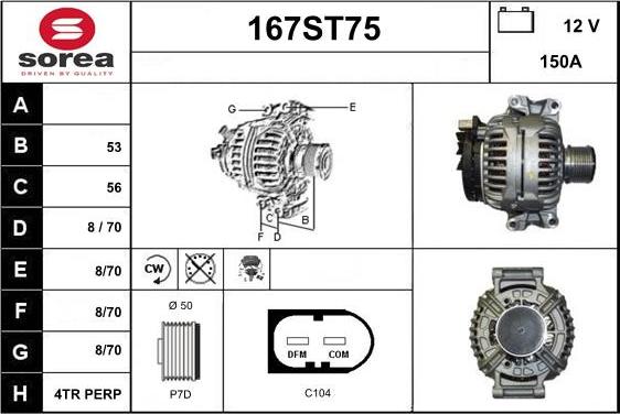 STARTCAR 167ST75 - Ģenerators www.autospares.lv