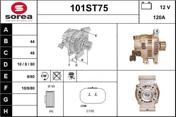 STARTCAR 101ST75 - Генератор www.autospares.lv