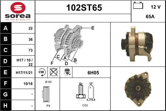 STARTCAR 102ST65 - Генератор www.autospares.lv