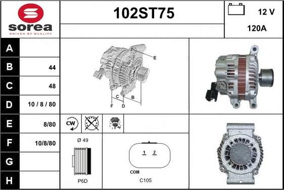 STARTCAR 102ST75 - Генератор www.autospares.lv