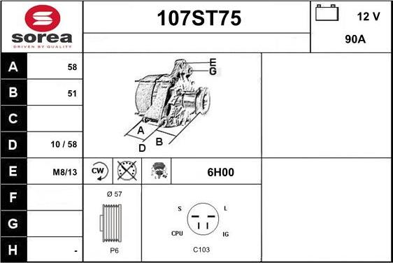 STARTCAR 107ST75 - Ģenerators autospares.lv