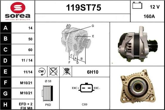 STARTCAR 119ST75 - Генератор www.autospares.lv