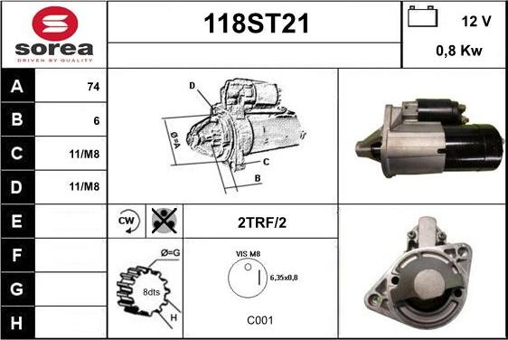 STARTCAR 118ST21 - Starteris www.autospares.lv