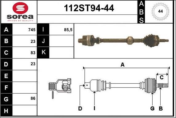 STARTCAR 112ST94-44 - Piedziņas vārpsta autospares.lv