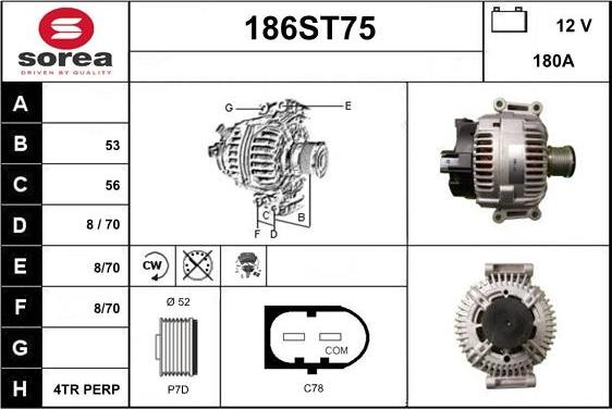 STARTCAR 186ST75 - Alternator www.autospares.lv