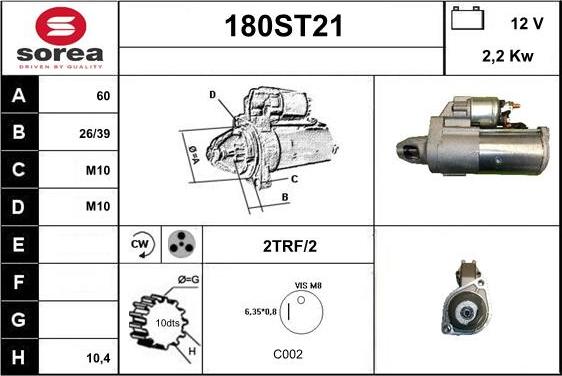 STARTCAR 180ST21 - Starteris www.autospares.lv