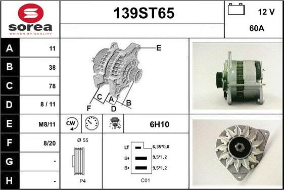 STARTCAR 139ST65 - Alternator www.autospares.lv