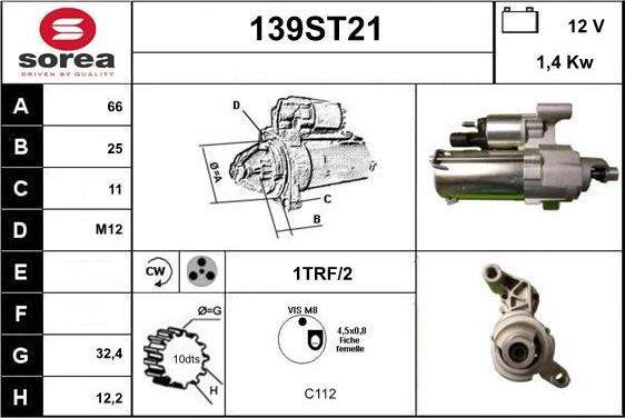 STARTCAR 139ST21 - Starteris www.autospares.lv