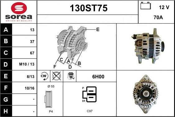 STARTCAR 130ST75 - Ģenerators autospares.lv