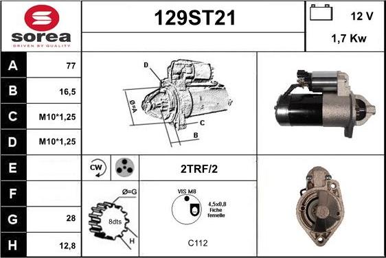 STARTCAR 129ST21 - Starter www.autospares.lv