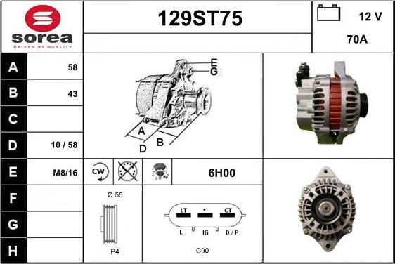 STARTCAR 129ST75 - Генератор www.autospares.lv