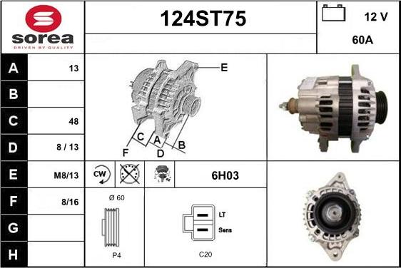 STARTCAR 124ST75 - Генератор www.autospares.lv