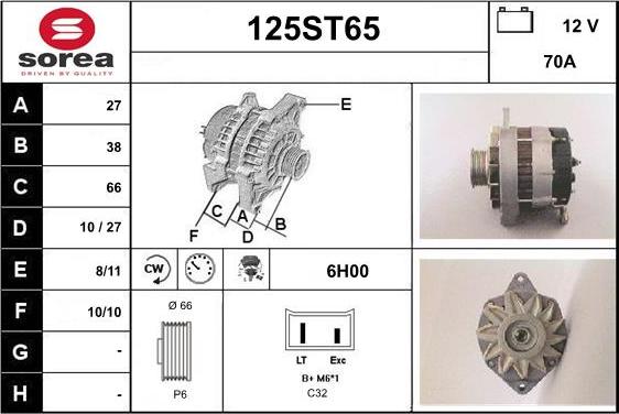 STARTCAR 125ST65 - Генератор www.autospares.lv