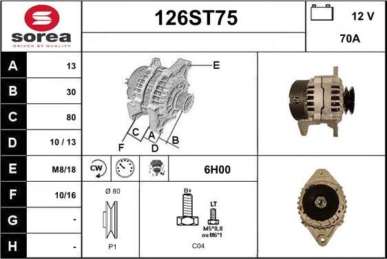 STARTCAR 126ST75 - Alternator www.autospares.lv