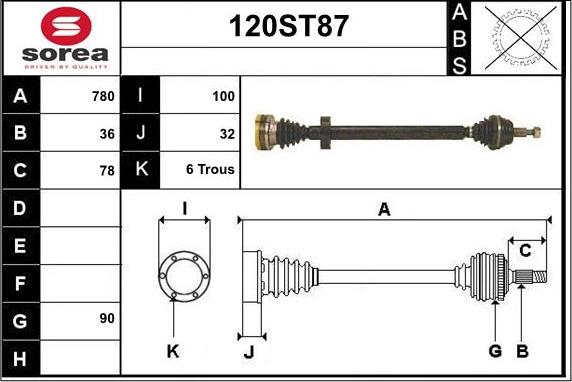 STARTCAR 120ST87 - Piedziņas vārpsta autospares.lv